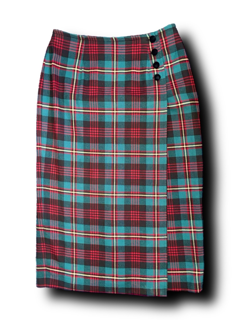 Vintage Y2K Talbots Plaid Wrap Midi Skirt Fall Retro Academia Vibes